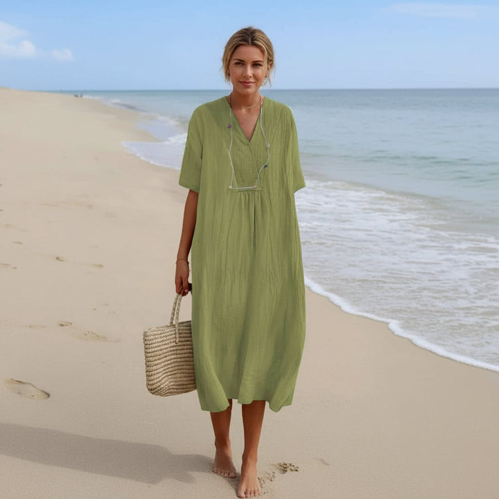 Luftiges_Sommerkleid_Damen_aus_Baumwoll-Leinen_mit_V-Ausschnitt_und_A-Linien_Schnitt__Perfekt_fur_warme_Tage_und_vielseitige_Anlasse_1_8ed70b7b-2849-4f3b-adae-a67ae82268fe